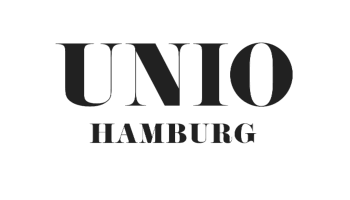 In schwarzer Schrift auf weißem Grund steht in fetten Großbuchstaben „UNIO HAMBURG“.