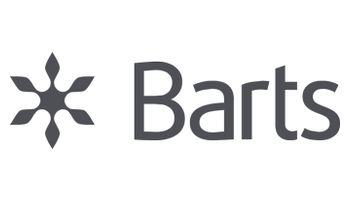 Das Bild zeigt das Logo von Barts. Es zeigt links ein stilisiertes sternenähnliches Design, gefolgt vom Wort „Barts“ in einer einfachen, grauen Schriftart.