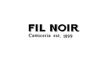 Logo von Fil Noir mit dem Text „Camiceria est. 1899“ in schwarzer Schrift auf weißem Hintergrund.