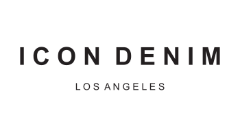 Textlogo mit „ICON DENIM“ in fetten Großbuchstaben und „LOS ANGELES“ in kleineren Großbuchstaben darunter. Der Hintergrund ist schlicht weiß.